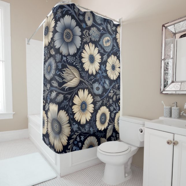 Polished Floral Metamorphosis |Indigo Watercolor A (In Situ)