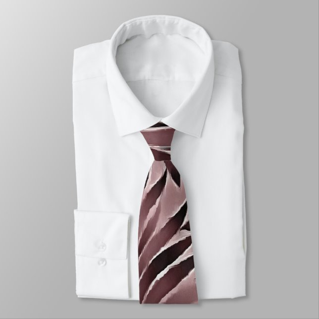 Polished Leaves In Deep Ruby Red Pinks Tie (Tied)