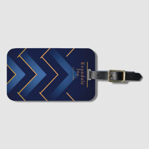 Polished Navy Gold Chevron Personalized Luggage Tag