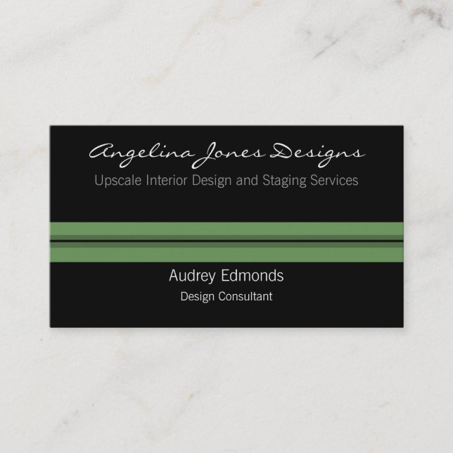 Polished Professional Business Card, Sage Green Business Card (Front)