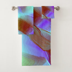 Polished rock in chrome purple bath towel set