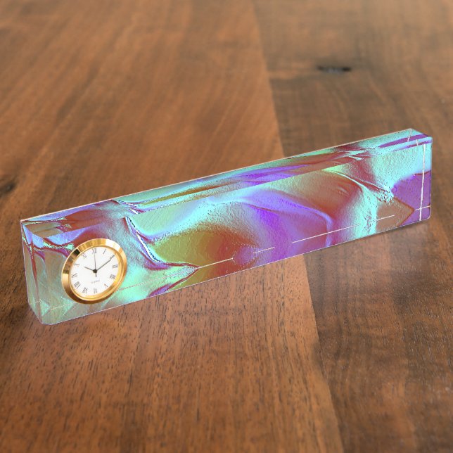 Polished rock in chrome purple nameplate (Side)