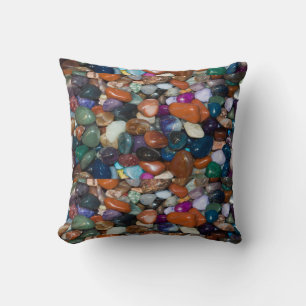 Polished Rocks of the Rainbow Throw Pillow