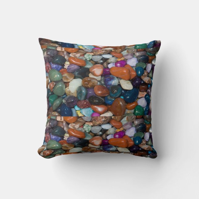 Polished Rocks of the Rainbow Throw Pillow (Front)