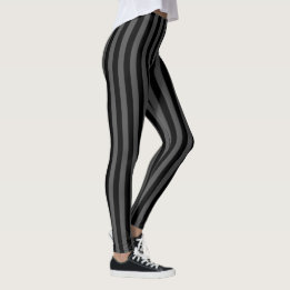 Polite Black Monochrome Vertical Stripes Leggings