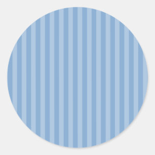 Polite Light Blue Monochrome Vertical Stripes Classic Round Sticker