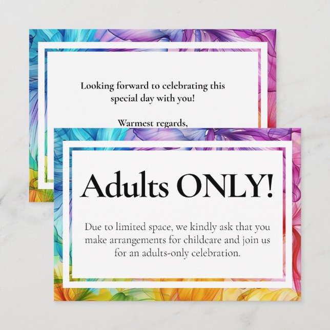 POLITE no kids wedding Ethereal Bloom Enclosure Card (Front/Back)