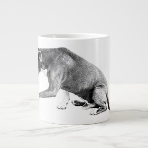 Polite Paw—Pitbull Mix Monochrome Large Coffee Mug