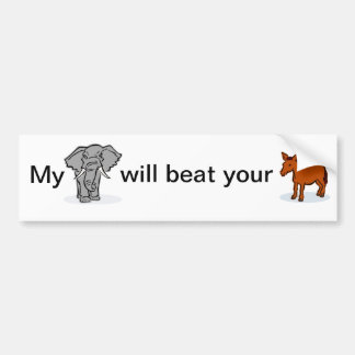 Political bumper sticker, elephant and donkey bumper sticker