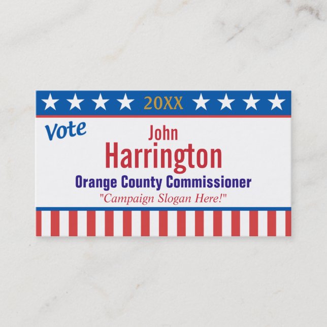 Political Campaign Business Card (Vote) (Front)
