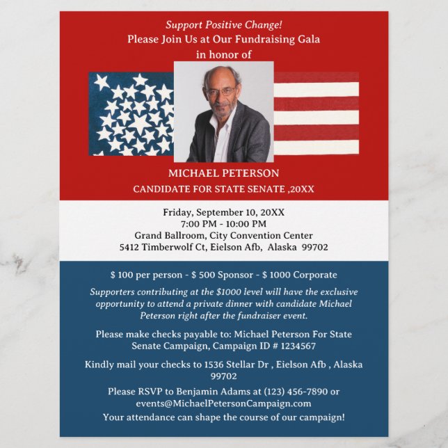 Political Campaign fundraiser Event Flyer (Front)