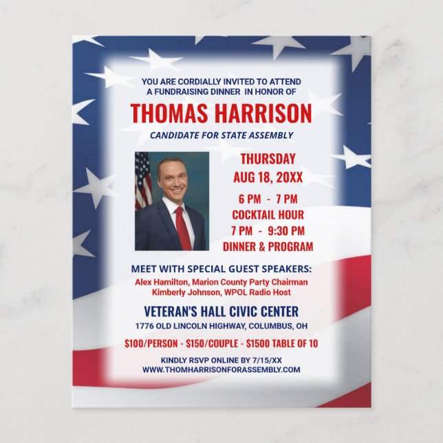 Political Campaign Fundraising Dinner with Photo Flyer (Front)