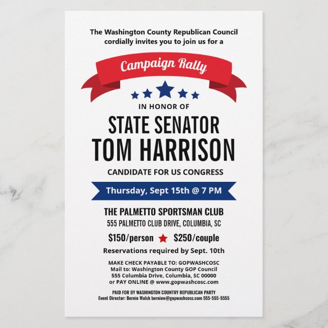 Political Campaign Fundraising Flyer with Banner  (Front)