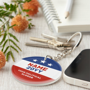 Political Campaign Gear Red Blue US Election Keychain