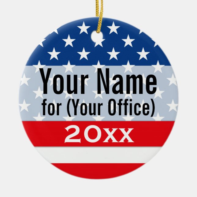 Political Campaign Non-Partisan Printed Candidate Ceramic Ornament (Front)