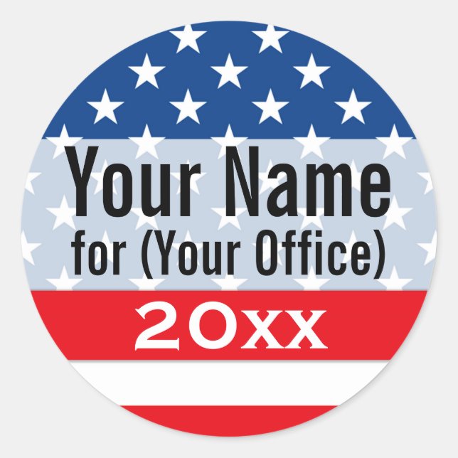 Political Campaign Non-Partisan Printed Classic Round Sticker (Front)