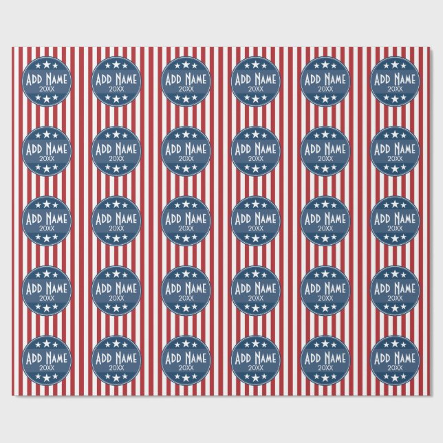 Political Campaign - Patriotic Stars and Stripes Wrapping Paper (Flat)