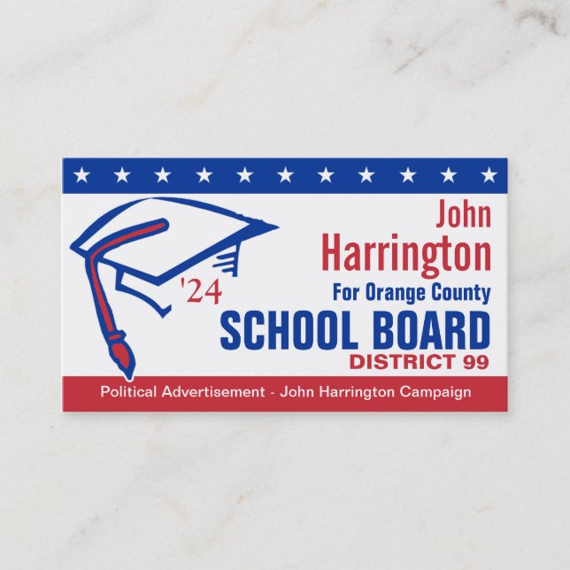 Political Campaign - School Board Business Card (Front)