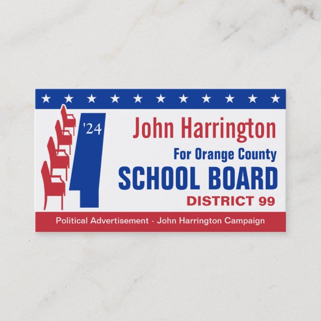 Political Campaign - School Board Business Card (Front)