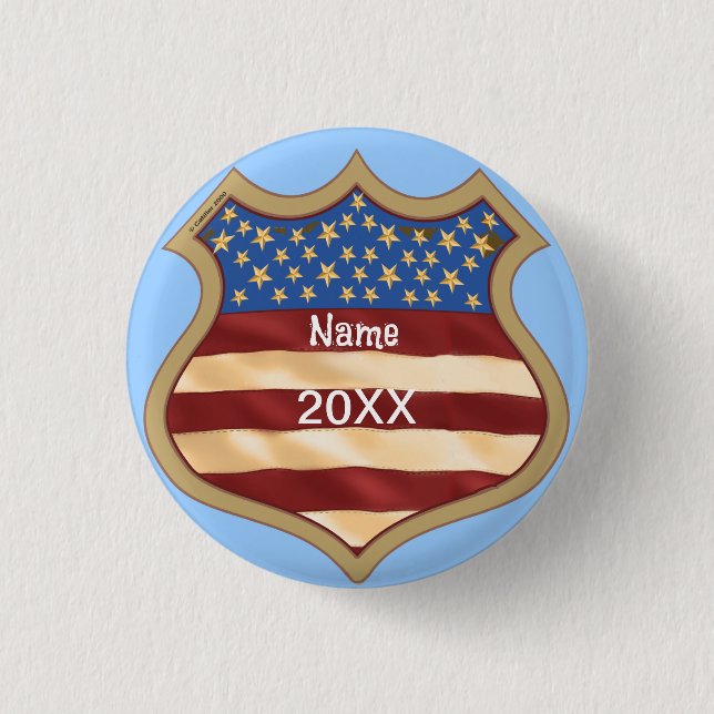 Political Campaign Shield   1 Inch Round Button (Front)