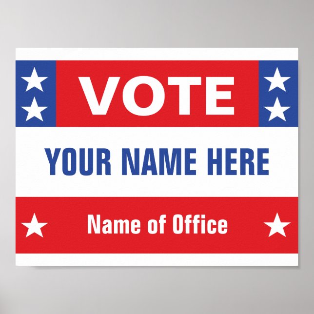 Political Campaign Vote red white blue, stars  Poster (Front)