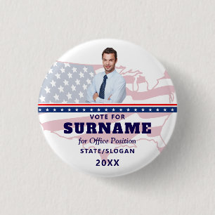 Political Election Blue Campaign Custom Candidate 1 Inch Round Button