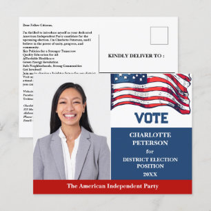 Political Election Campaign Candidate Introduction Postcard