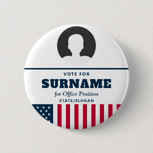 Political Election Campaign Candidate Name & Photo 2 Inch Round Button