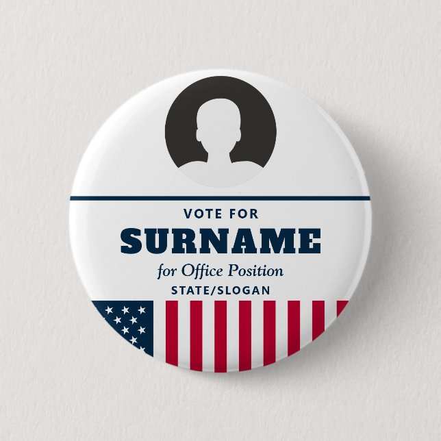 Political Election Campaign Candidate Name & Photo 2 Inch Round Button (Front)