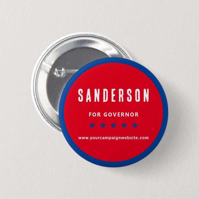Political Election Campaign Name Red White Blue 2 Inch Round Button (Front & Back)