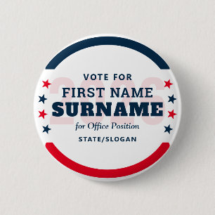 Political Election Custom Campaign Candidate Name 2 Inch Round Button