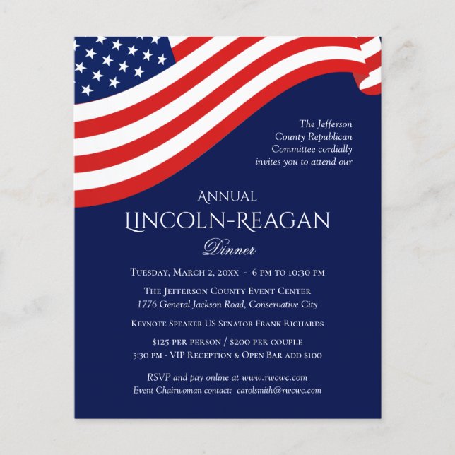 Political Fundraising Dinner Invitation (Front)