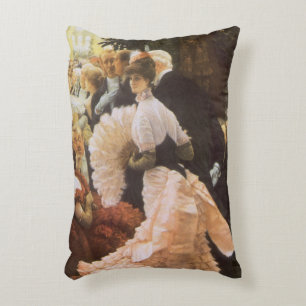 Political Lady by James Tissot, Vintage Victorian Accent Pillow