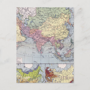 Political Map Asia Postcard