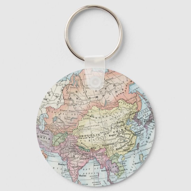 Political Map of Asia (1916) Keychain (Front)