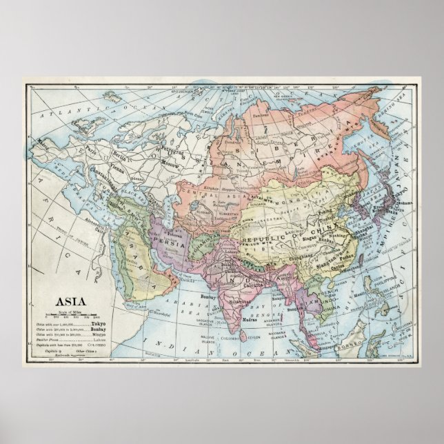 Political Map of Asia (1916) Poster (Front)