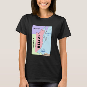Political map of Belize, names of Neighbouring Cou T-Shirt