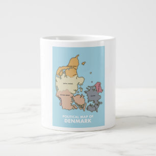 Political map of Denmark Large Coffee Mug