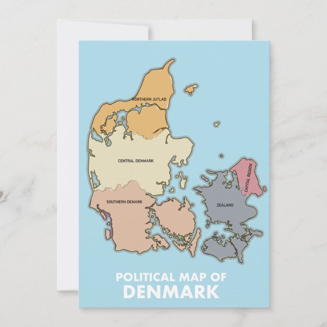 Political map of Denmark Poster Save The Date (Front)