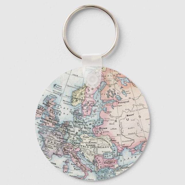 Political Map of Europe (1916) Keychain (Front)