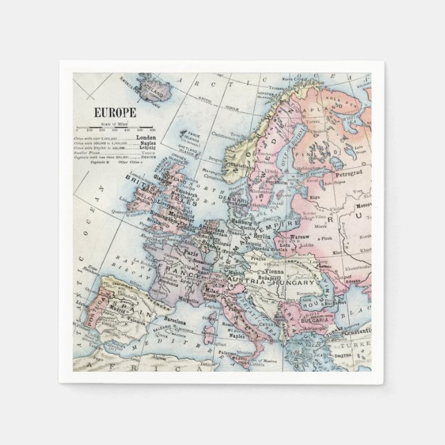 Political Map of Europe (1916) Napkin (Front)