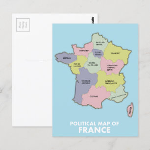 Political map of France Postcard