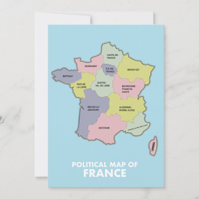 Political map of France Save The Date (Front)