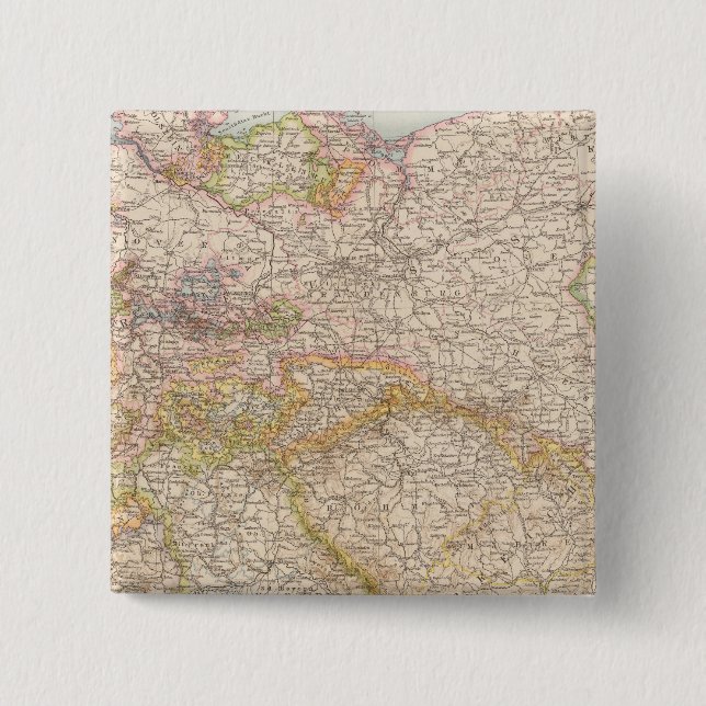 Political Map of Germany 2 Inch Square Button (Front)