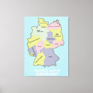 Political map of Germany Canvas Print