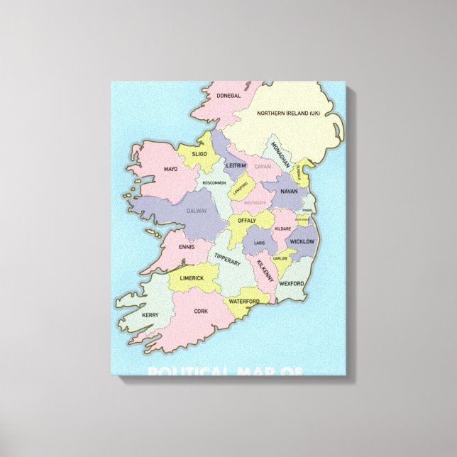 Political Map Of Ireland. Canvas Print (Front)