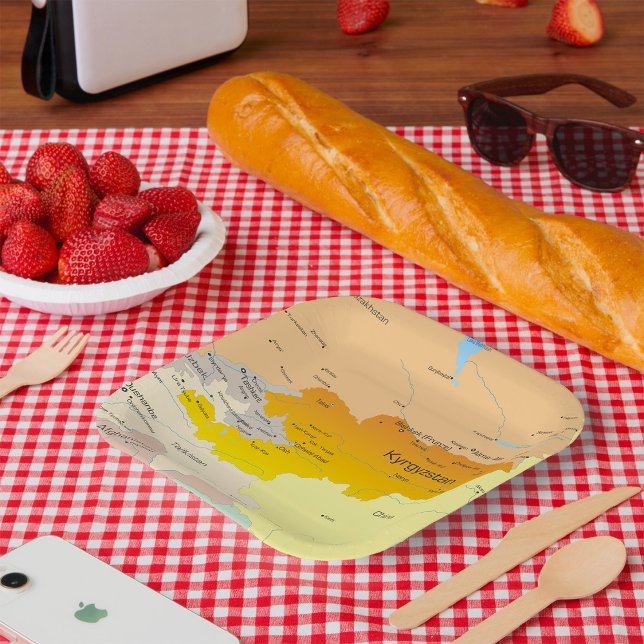 Political Map of Kyrgyzstan and Central Asia Paper Plate (Creator Uploaded)