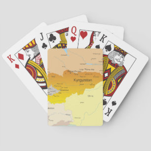 Political Map of Kyrgyzstan and Central Asia Playing Cards