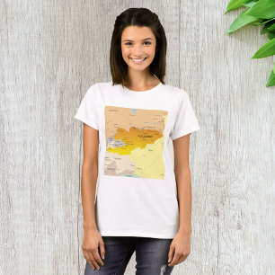 Political Map of Kyrgyzstan and Central Asia T-Shirt