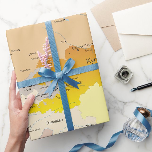 Political Map of Kyrgyzstan and Central Asia Wrapping Paper (Creator Uploaded)
